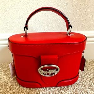Coach Georgie Gem Pebbled Leather Crossbody Vanity Case in Bright Poppy